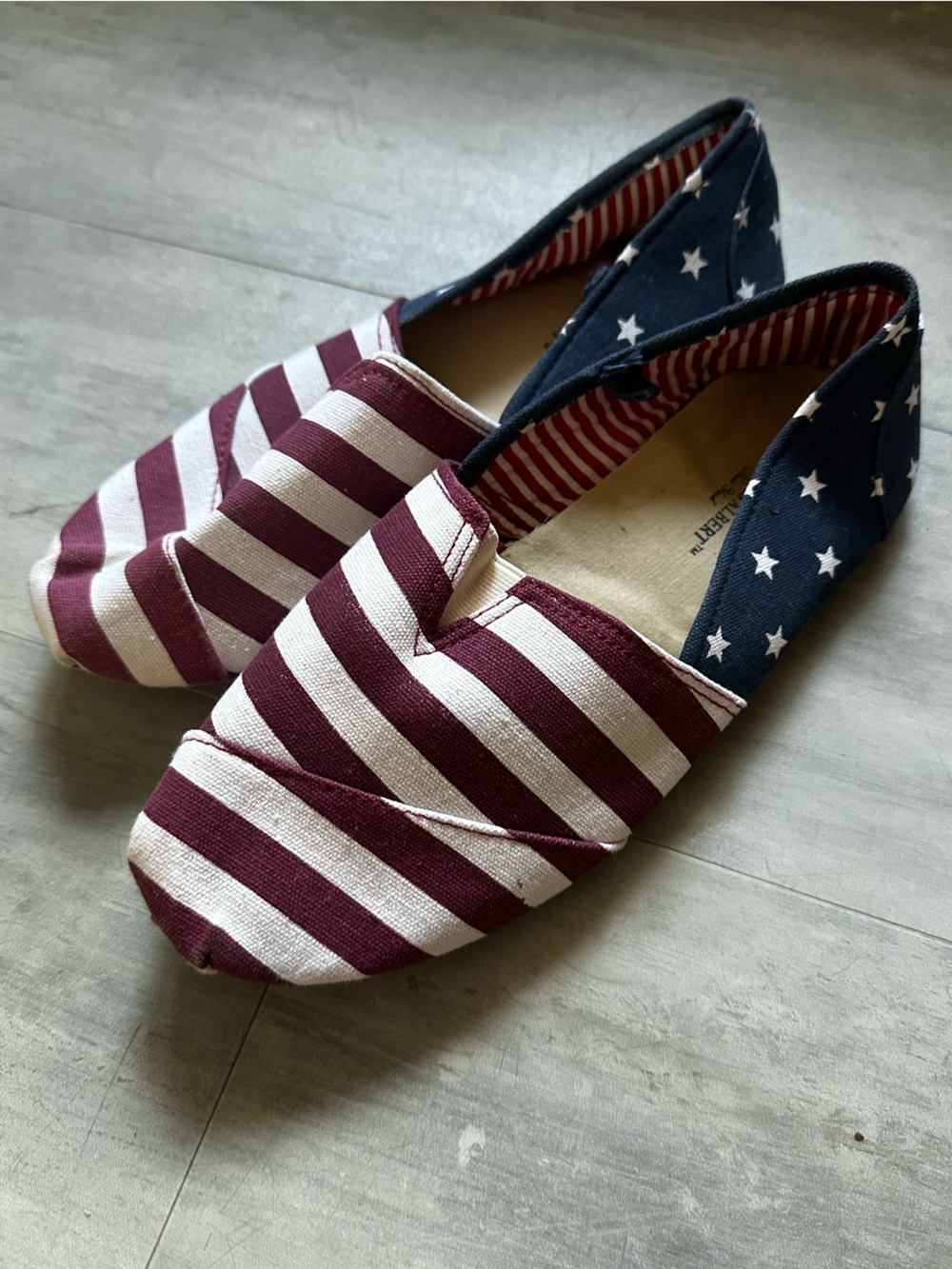 Charles Albert Navy Canvas Slip-On with White Stars and Red Stripe Lining